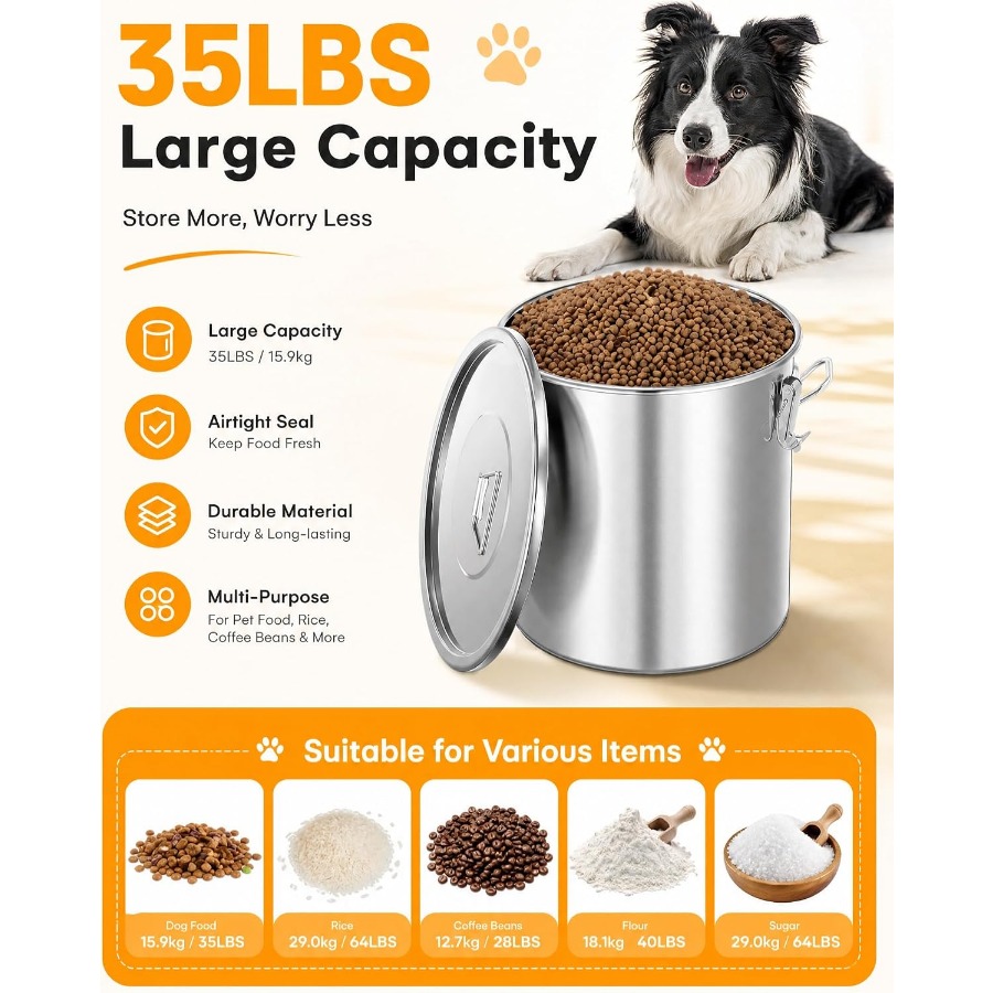 35LBS Luftdichter Edelstahl-Hu – Food Storage Containers Bewertung und Preis